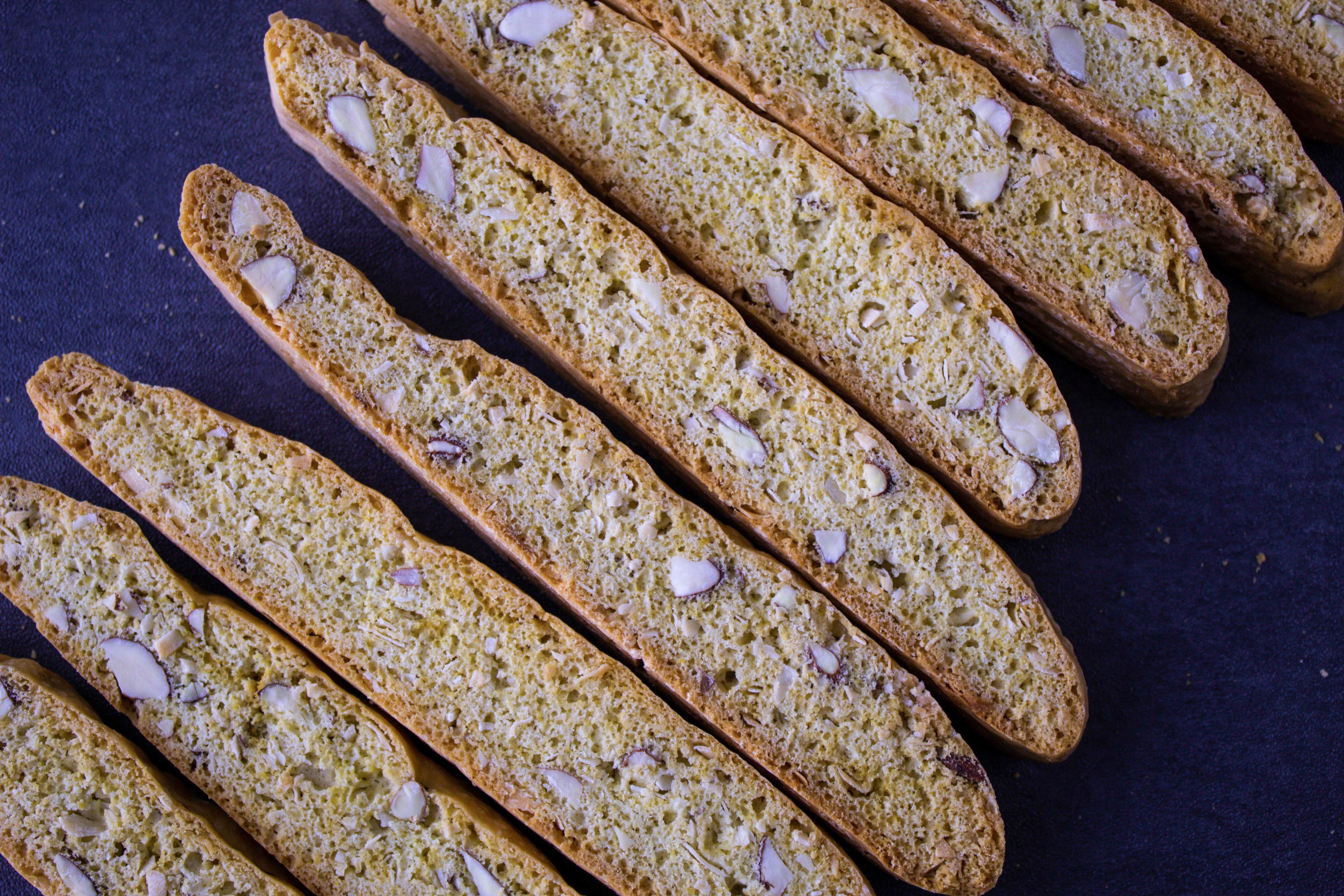 topdown view of 8 coconut biscotti